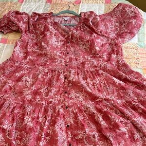 Time and Tru Red Floral Blouse